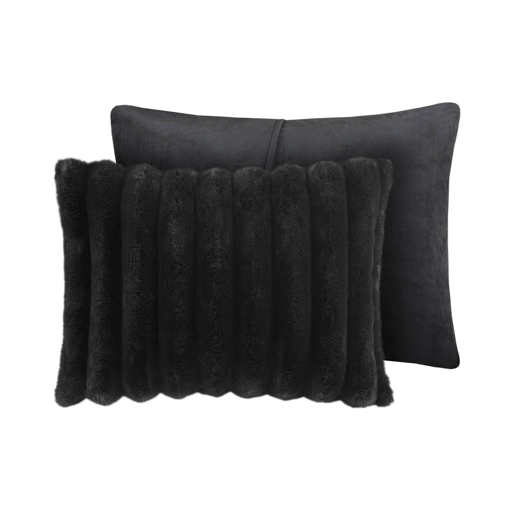 soft Faux Fur Ribbed Comforter Set Full/Queen Media 5