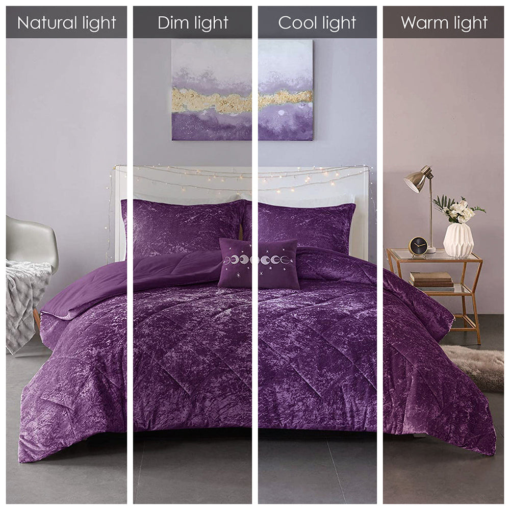 King/Cal King Velvet Comforter Set with Throw Pillow Media 10
