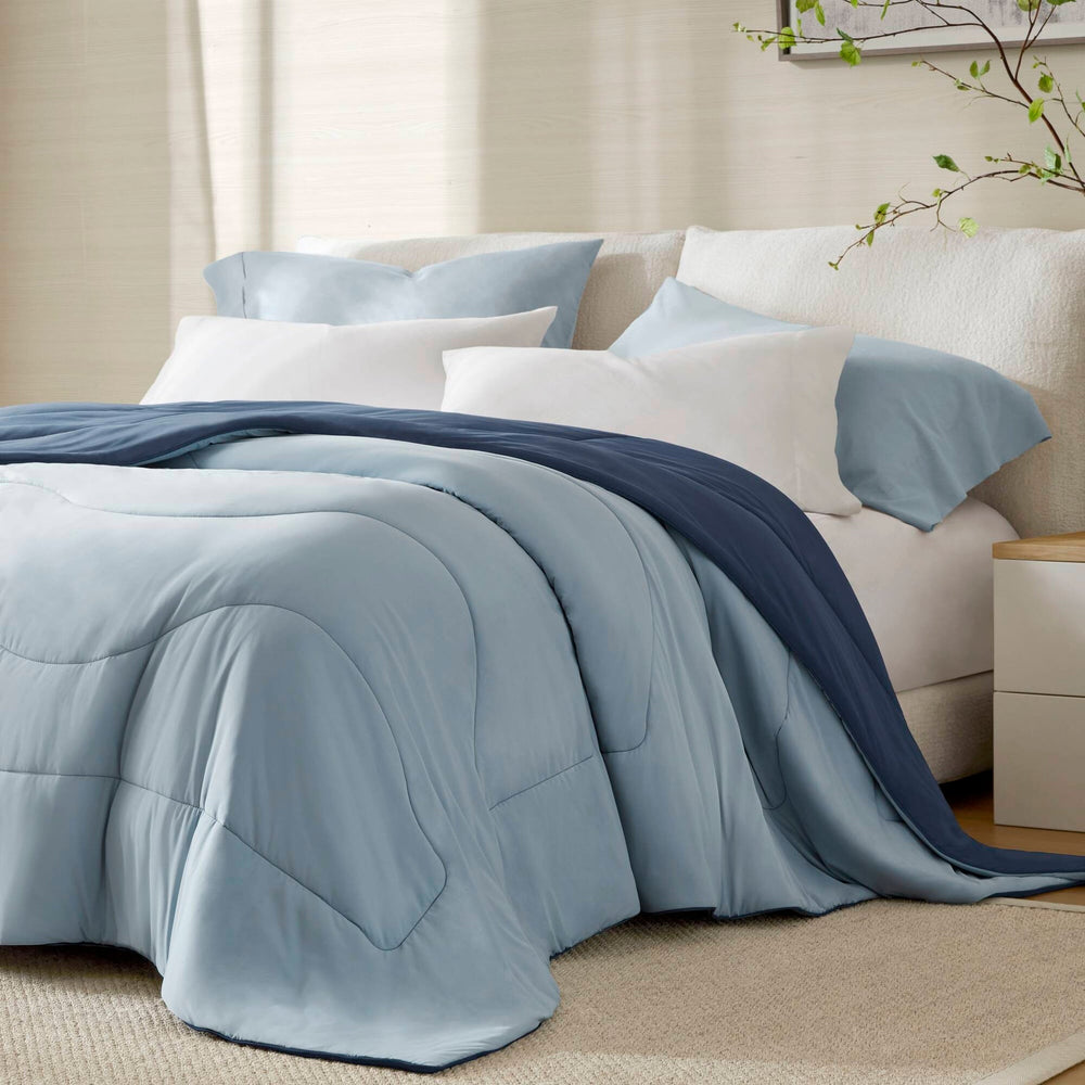 1-Piece Full/Queen Reversible Tencel Comforter Blanket,Blue Media 12