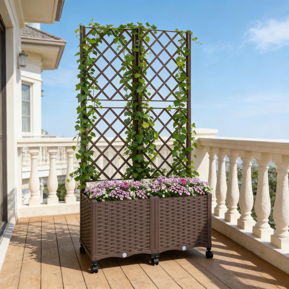 Outdoor Stylish Planter Box,Mobile Raised Garden Bed Media 3