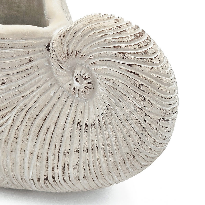 11.5x6.7x7.7' Sand and Cement Nautilus Shell Planter with Textured Beige Finish