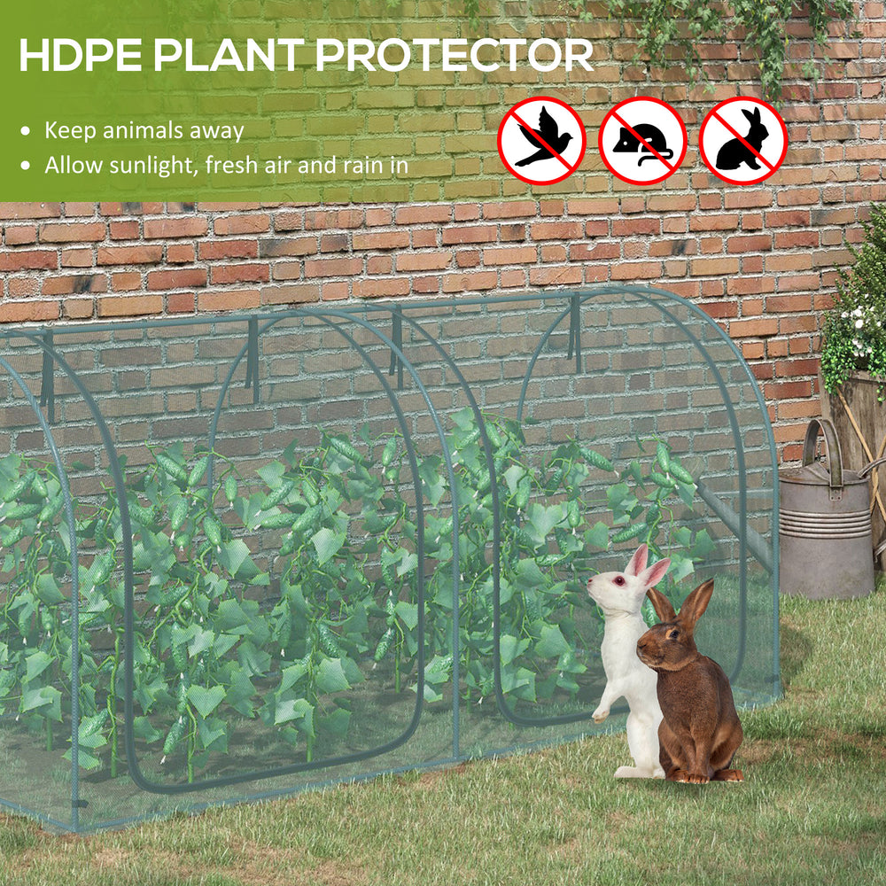 Outsunny 8' x 4' Crop Cage, Plant Protection Tent with Two Zippered Doors, Storage Bag and 4 Ground Stakes, for Garden, Yard, Lawn, Green Media 4