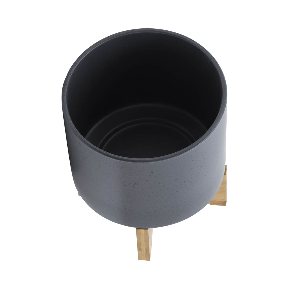 8' PLANTER W/ WOOD STAND, MATTE GRAY Media 5