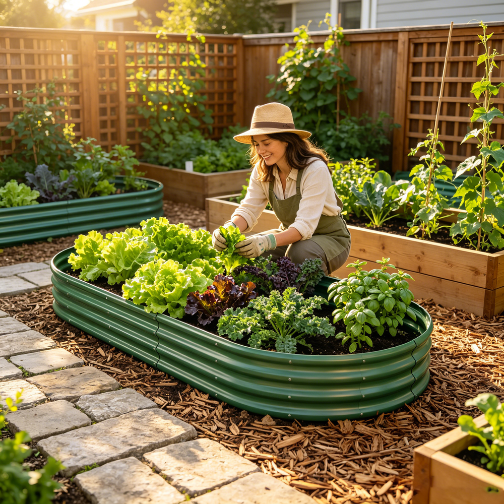 Galvanized Raised Garden Bed 8x4x1ft - Heavy Duty Metal Planter Box for Vegetables, Herbs & Flowers, Rust-Proof Outdoor Garden Bed with Large Capacity, Green, 2PCS Media 5