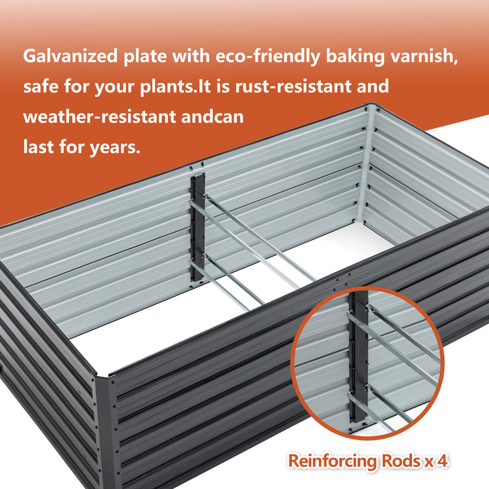 6x3x2 FT Metal Raised Garden Bed Outdoor Reinforced Galvanized Rustproof Colored Steel Planter Boxes for Vegetables, Raised Beds for Growing Flowers Herbs Succulents Media 5