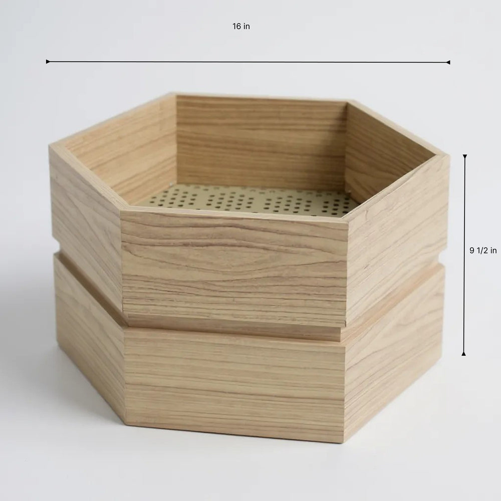 Hexagon Terrace Planter Box Short - Ash Brown Media 6