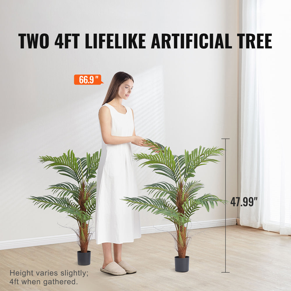 Artificial Palm Tree, 4 FT Tall Faux Plant, Secure PE Material & Anti-Tip Tilt Protection Low-Maintenance Plant, Lifelike Green Fake Tree for Home Office Warehouse Decor Indoor Outdoor Media 7