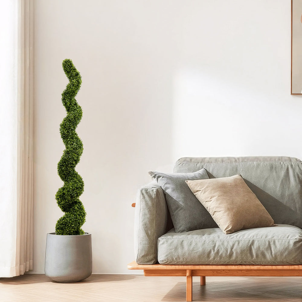 Artificial Outdoor UV Resistant Plastic Boxwood Topiary Spiral Tree 180cm Set of 2 Media 6