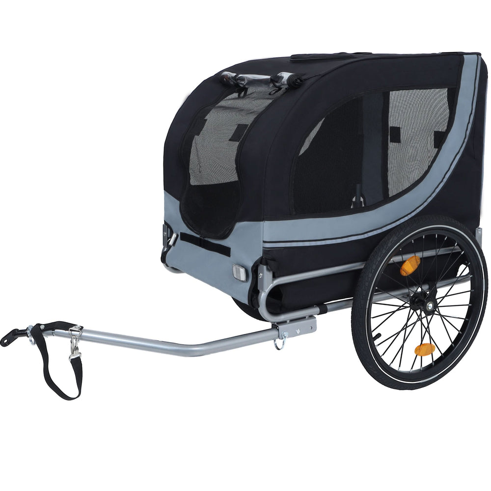 Large Folding Bike Trailer for Dogs – 66LB Capacity All-Terrain Pet Carrier, Durable Steel Frame for Cycling, Jogging, Camping & Outdoor Adventures, Black- Gray Media 7