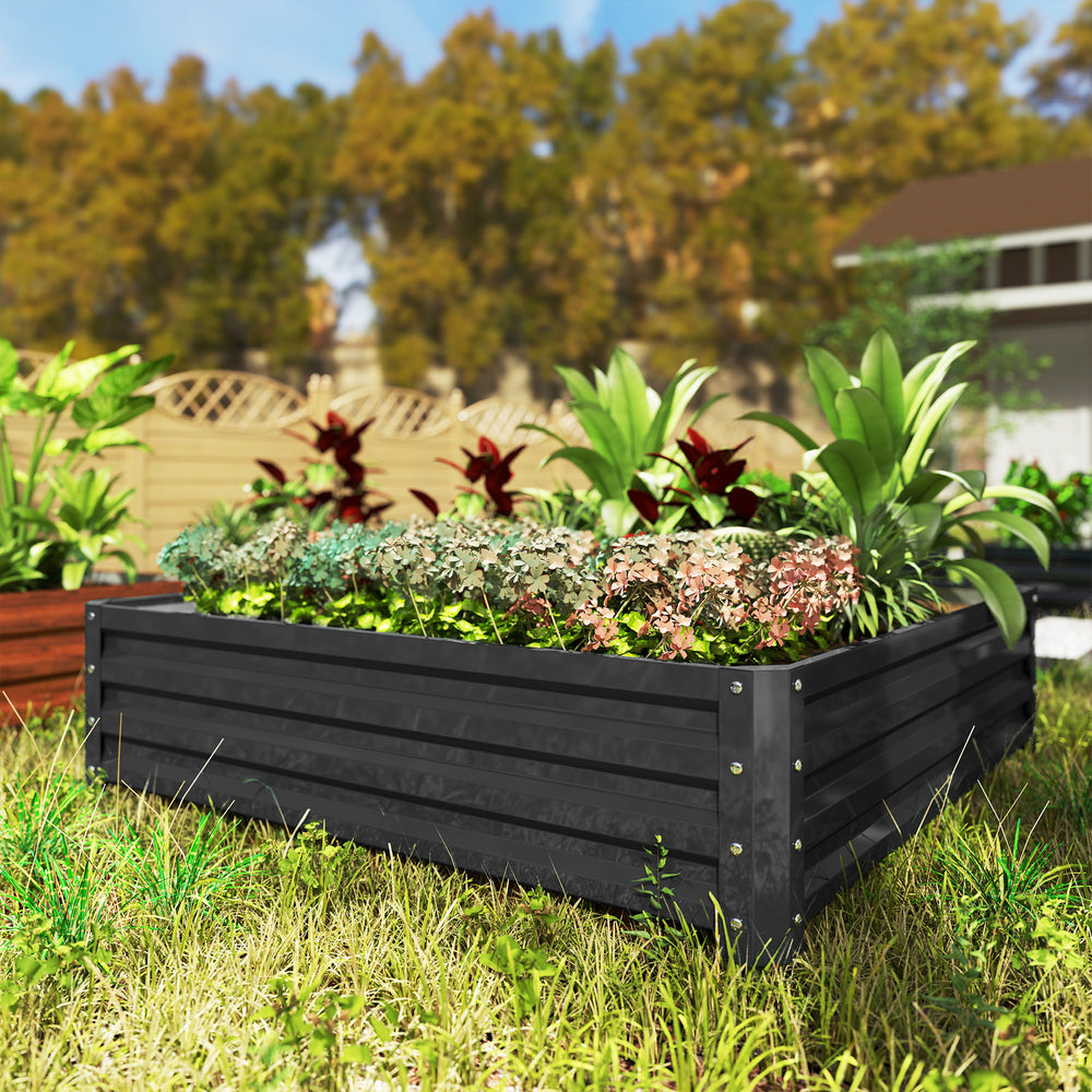 Outsunny 4' x 4' x 1' Galvanized Raised Garden Bed, Planter Raised Bed with Steel Frame for Vegetables, Flowers, Plants and Herbs, Gray Media 9