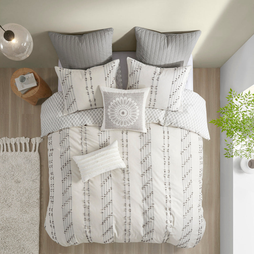 Full/Queen 3 Piece Cotton Jacquard Duvet Cover Set Media 3