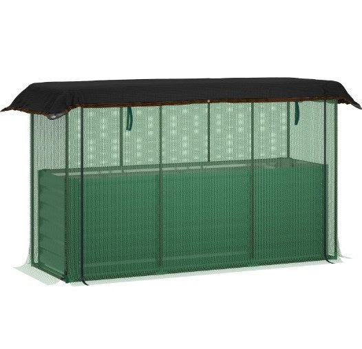 Open Bottom Raised Garden Bed,Galvanized Steel Planter Box,Crop Cage and Shade Cloth with Raised Garden Bed Media 2
