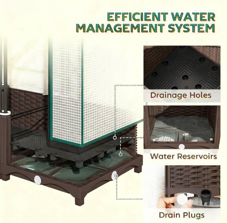 Outdoor Plant Box,Garden Bed with Trellis,with Cover,Drainage Holes and Zipper Door Media 5