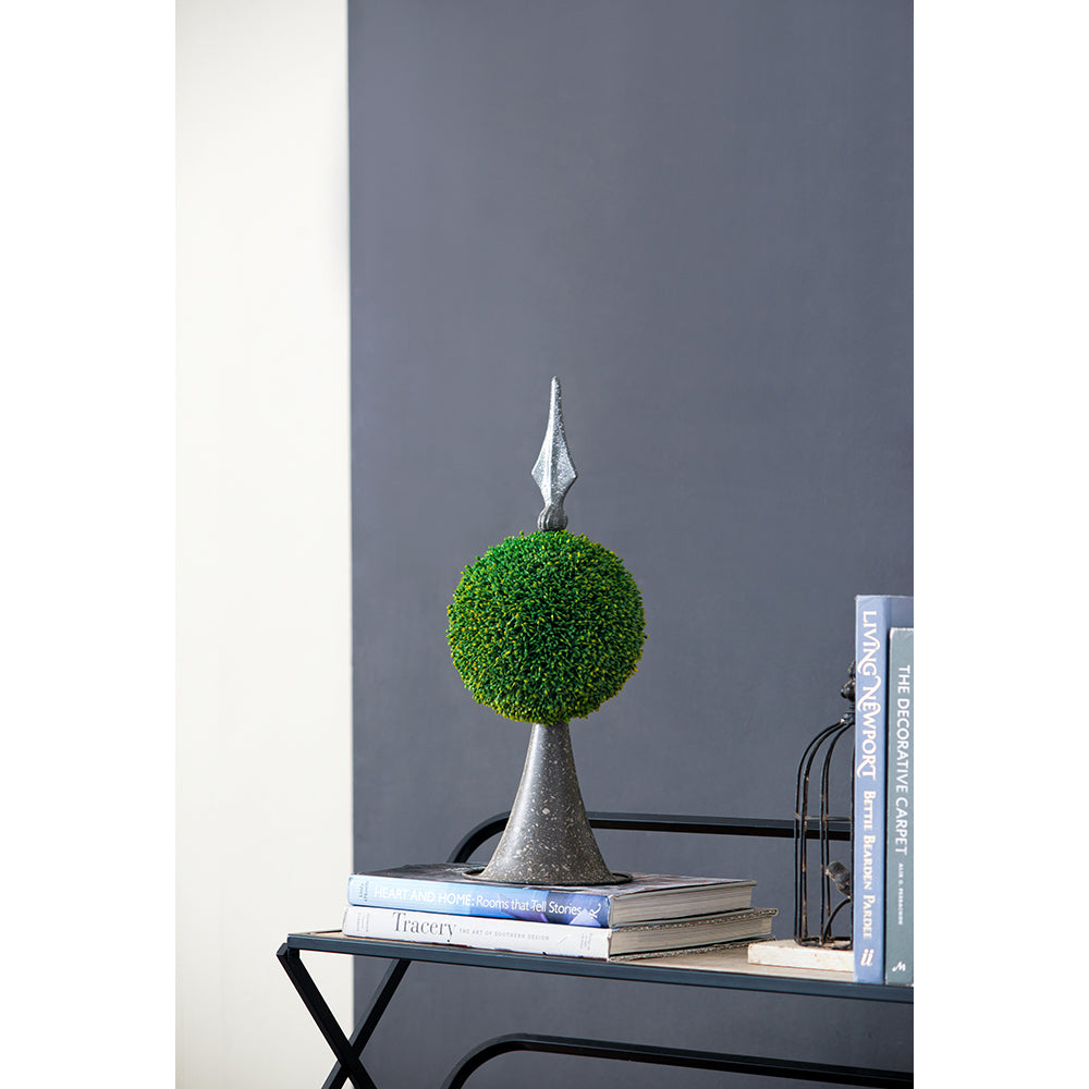 7x7x17' Faux Boxwood Topiary Sphere on Metal Spire Media 17
