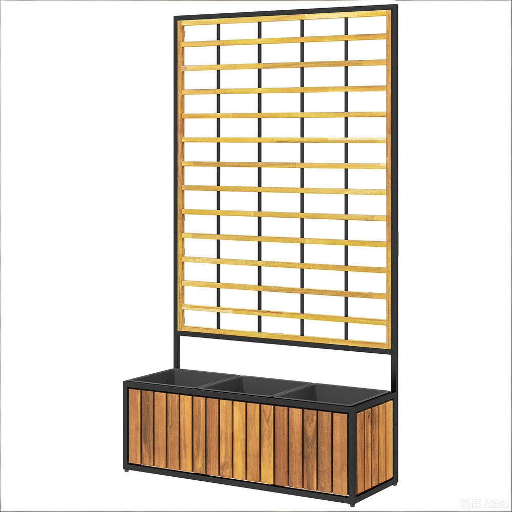 Wooden Raised Garden Bed with Trellis Media 2