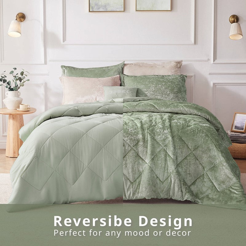 4PCS King/Cal King Velvet Duvet Cover Set with Throw Pillow Media 7