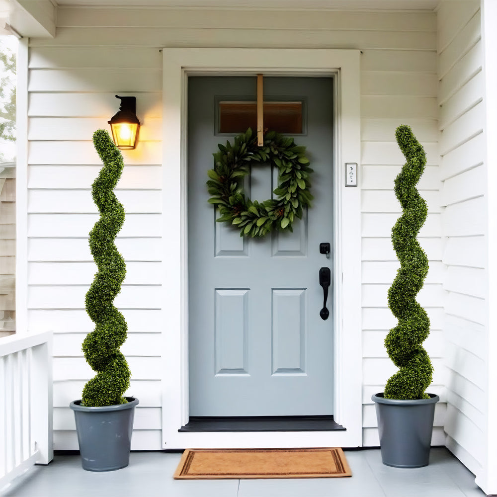 Artificial Outdoor UV Resistant Plastic Boxwood Topiary Spiral Tree 180cm Set of 2 Media 8