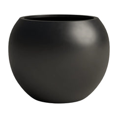 DTY Fiberstone Globe Planter Indoor Outdoor — Lightweight Sphere Ball Pot for Olive Tree, Monstera & Palm | Fiberglass Stone | UV Resistant, Drainage Hole | 2 Coco Mats | Black | 12.6" D × 10" H perspective