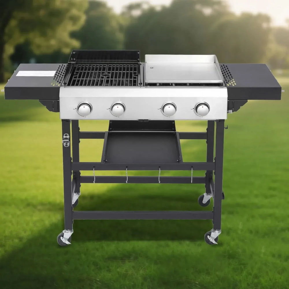 Gas Grill Two Burner Cast Iron Plancha Griddle Outdoor Use Portable Media 1
