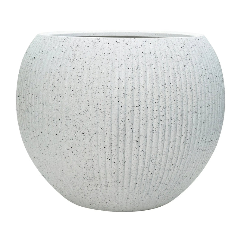 DTY Fiberstone Globe Planter Indoor Outdoor — Lightweight Sphere Ball Pot for Olive Tree, Monstera & Palm | Fiberglass Stone | UV Resistant, Drainage Hole | 2 Coco Mats | Black | 12.6" D × 10" H