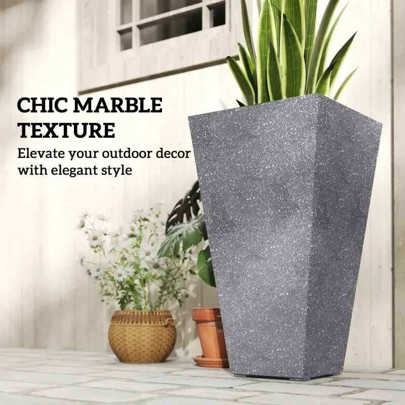 Set of 3 Tall Planters,Plastic Flower Pots Media 4