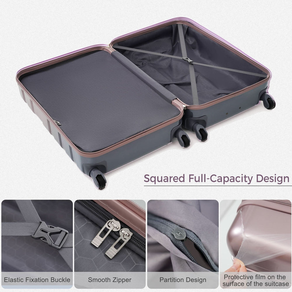 Luggage Set ABS Hardside Lightweight Golden 20 24 28 Inches Spinner Wheels TSA Lock Media 5