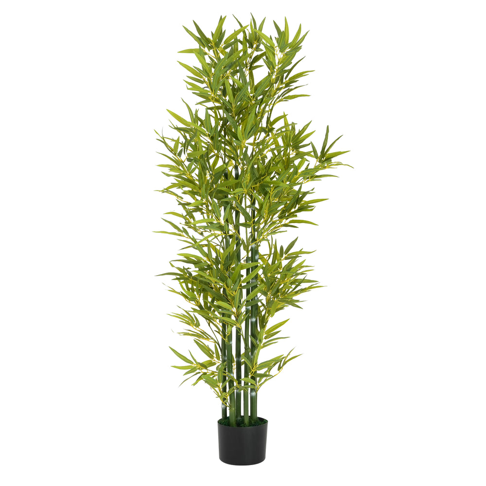 5' Artificial Bamboo with Black Plastic Pot, Set of 2 Media 4
