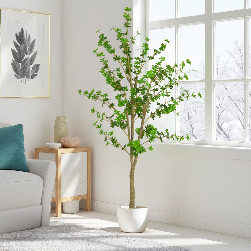 76' Artificial Enkianthus Tree with Black Plastic Pot