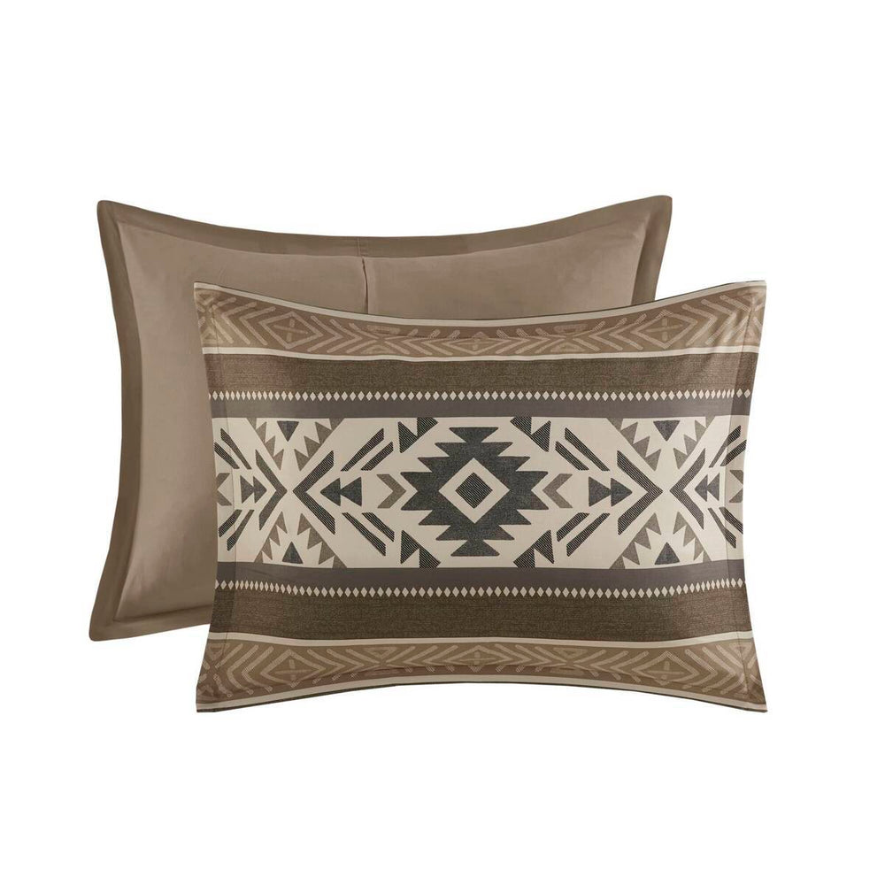 5 Piece Stripe Herringbone Comforter Set with Throw Pillows Brown King/Cal King Media 13