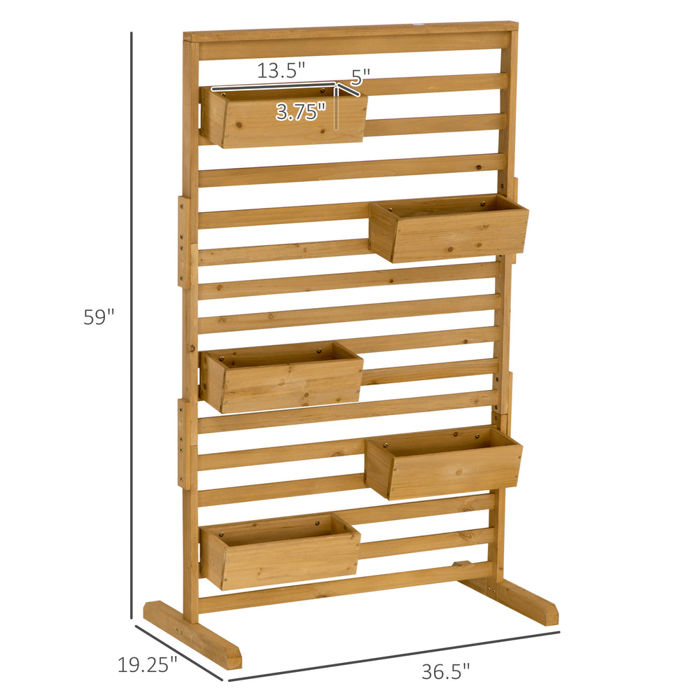 Outsunny Wooden Plant Trellis Stand with 5 Hanging Planter Boxes, Freestanding Outdoor Plant Stand for Patio, Garden, Balcony, Porch Media 7
