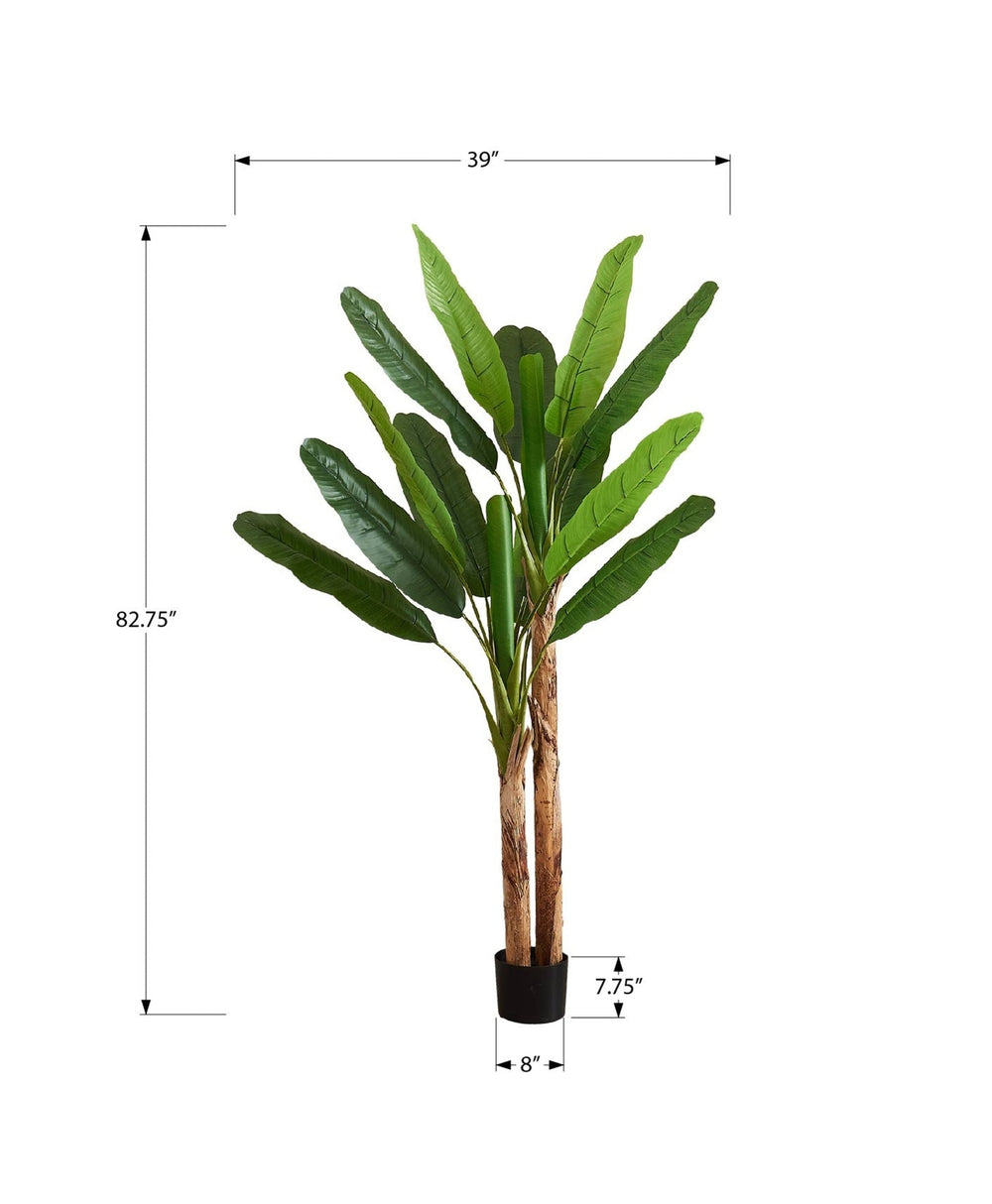 Artificial Plant, 83' Tall, Banana Tree, Indoor, Decorative, Faux, Floor, Potted, Real Touch, Green Leaves, Black Pot Media 3