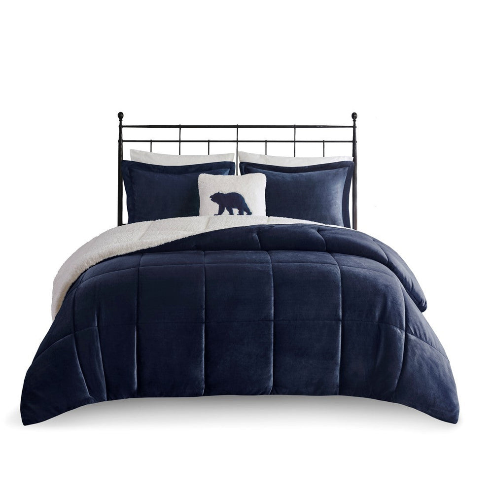 Full/Queen Plush to Sherpa Down Alternative Comforter Set Media 3