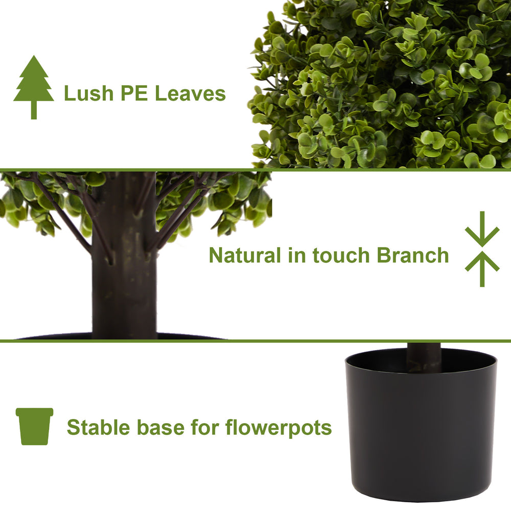 22in Boxwood Ball Shaped Artificial Topiary Shrubs Tree in Pot for Home and Garden Decoration 2pcs/set Media 4