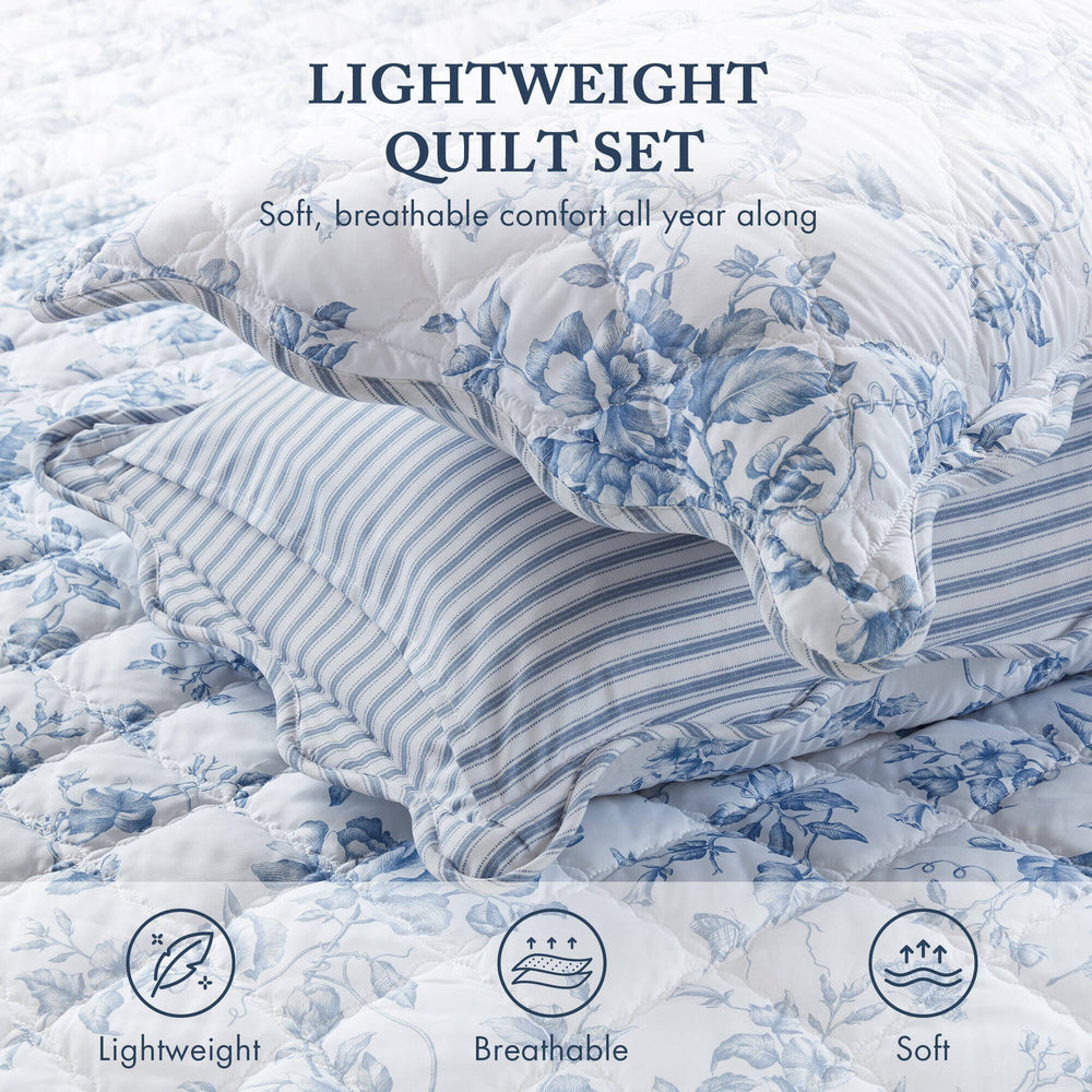 4 Pieces King  Quilt Set with Decorative Pillow,Blue Media 10