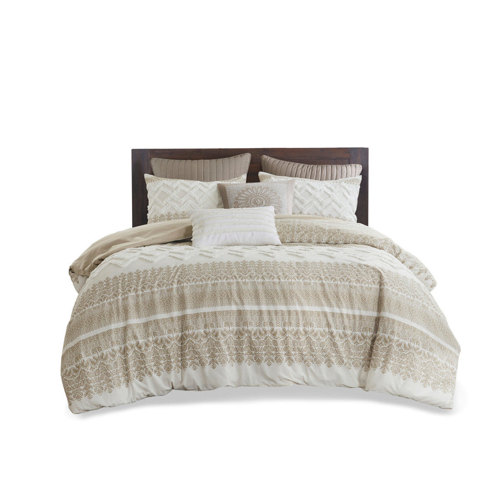 King/Cal King 3 Piece Cotton Duvet Cover Set with Chenille Tufting Media 13