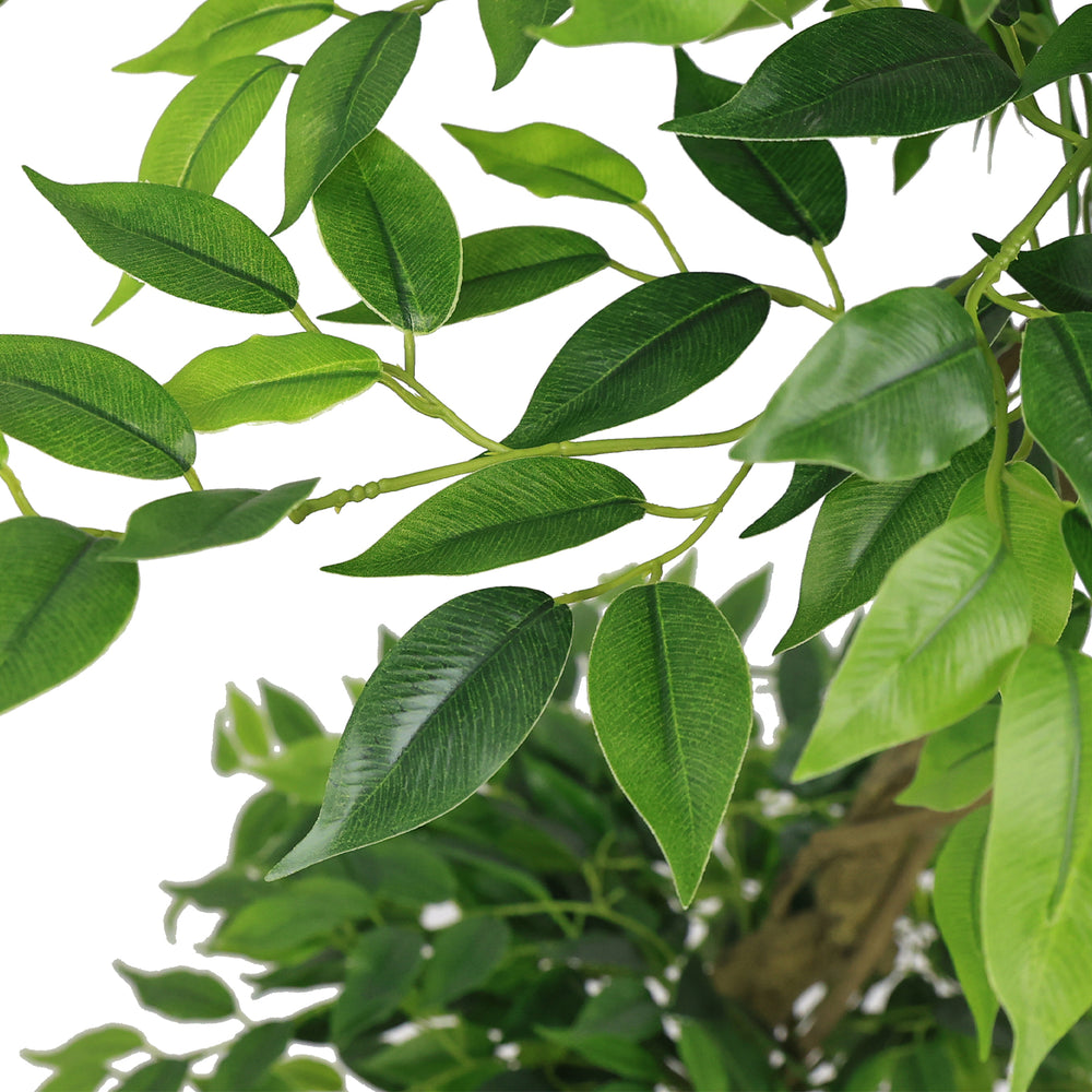 6FT Lifelike Artificial Ficus Tree with Black Pot for Home or Office Decor, Green Plastic Indoor Plant Media 6