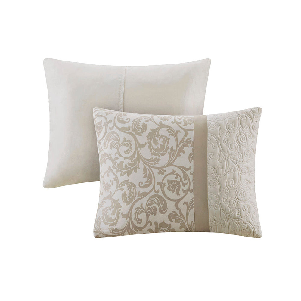 Embroidered 8 Piece Comforter Set Neutral King Media 9