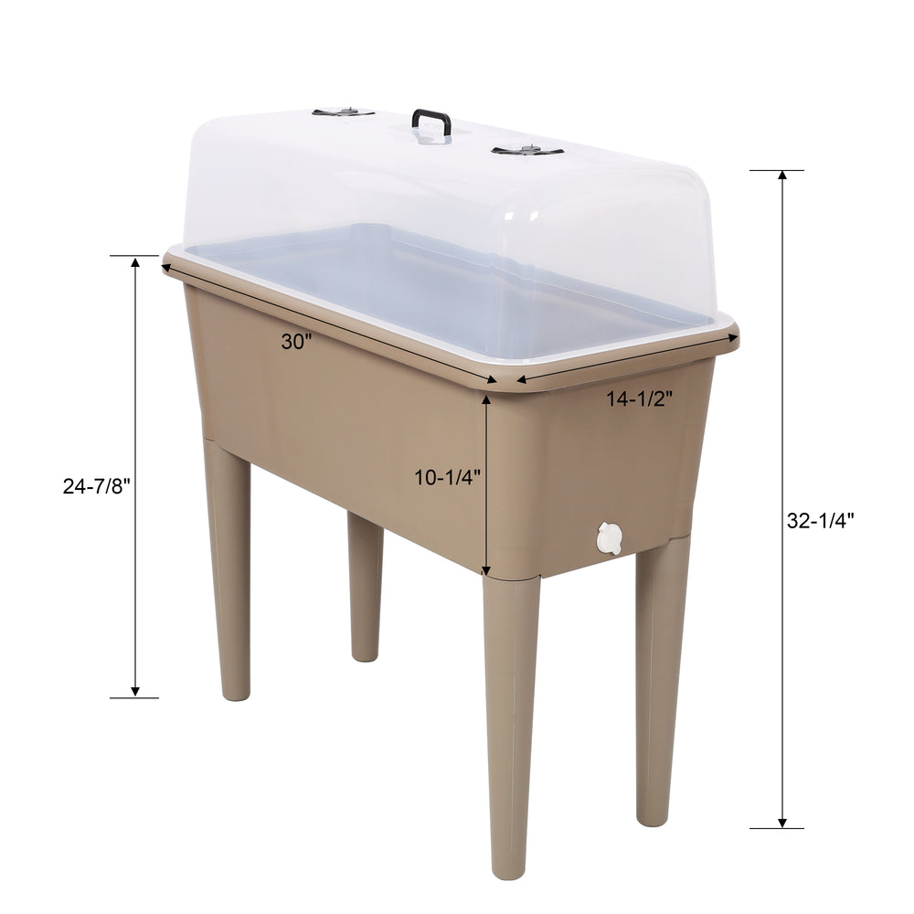 Raised Garden Bed with Ventilated Transparent Greenhouse Lid, Elevated Planter Box with Removable Legs for Vegetables & Flowers, light brown Media 11