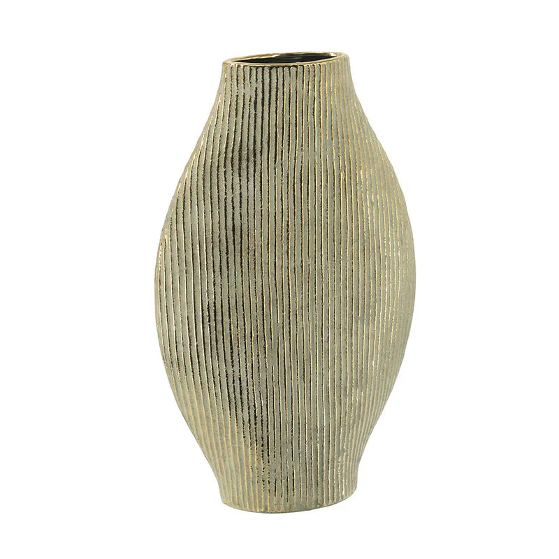 Ceramic Accent Vase with Vertical Ribbed Texture