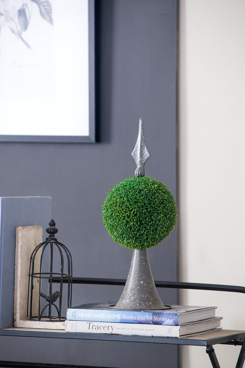 7x7x17' Faux Boxwood Topiary Sphere on Metal Spire Media 14