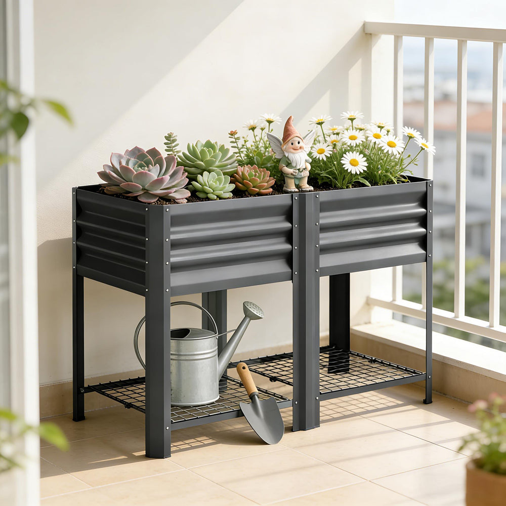 Patio Planter Box,Outdoor Elevated Planter Box,Raised Garden Bed Media 2