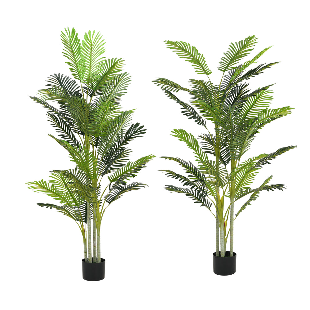 78.5' Artificial Palm Tree with Black Plastic Pot, Set of 2 Media 1
