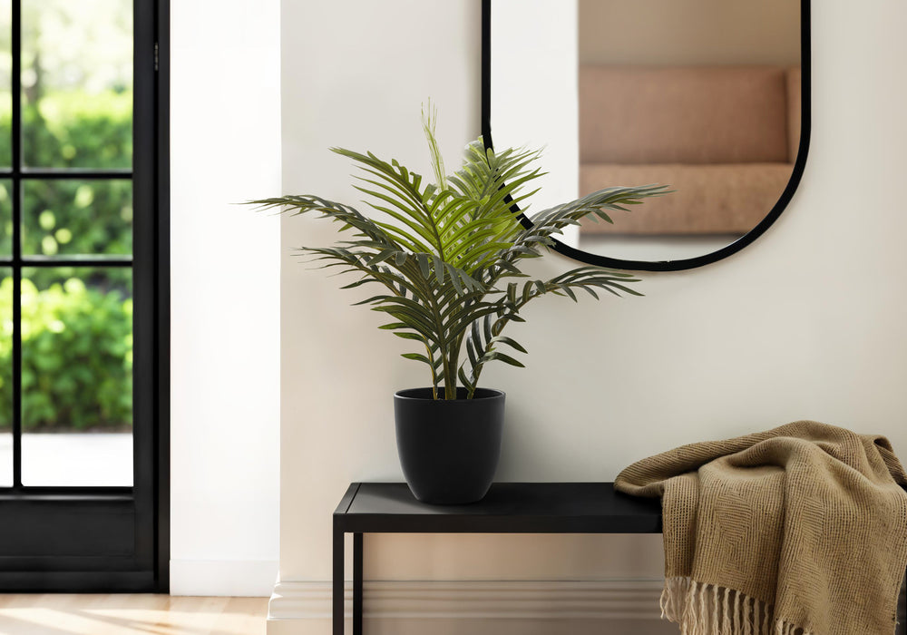 Artificial Plant, 20' Tall, Palm, Indoor, Faux, Fake, Table, Greenery, Potted, Real Touch, Decorative, Green Leaves, Black Pot Media 1
