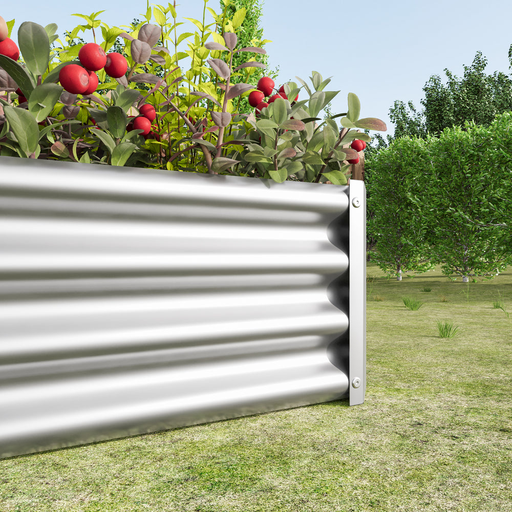 2PCS Silver 4×2×1ft Metal Raised Garden Bed, Rectangle Raised Planter for Flowers Plants, Vegetables Herb Media 7