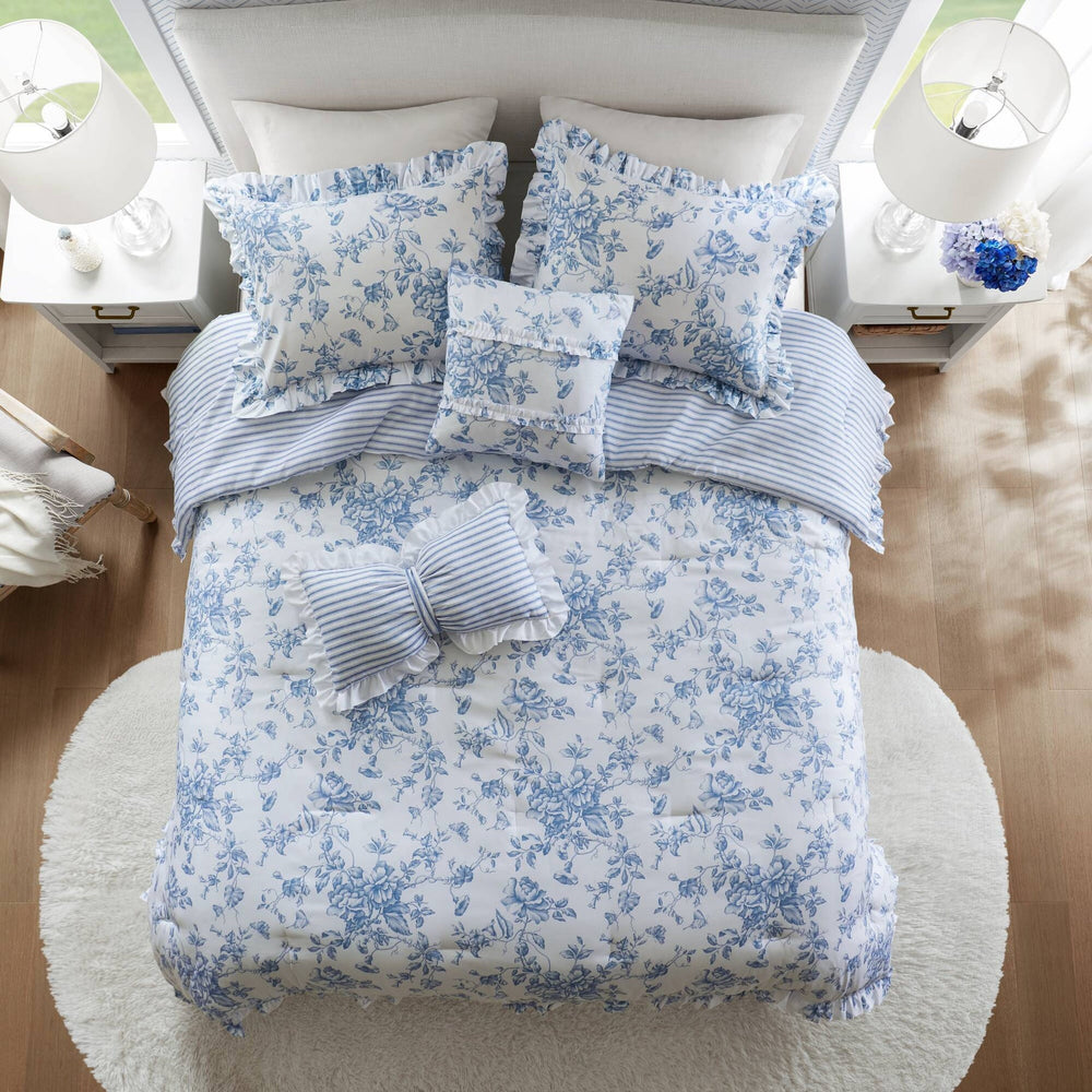 5 Pieces King Comforter Set with Decorative Pillows,Blue Media 16