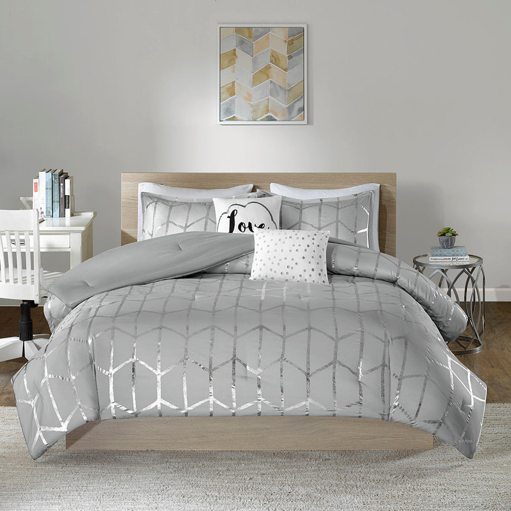 Full/Queen Metallic Printed Comforter Set Media 4