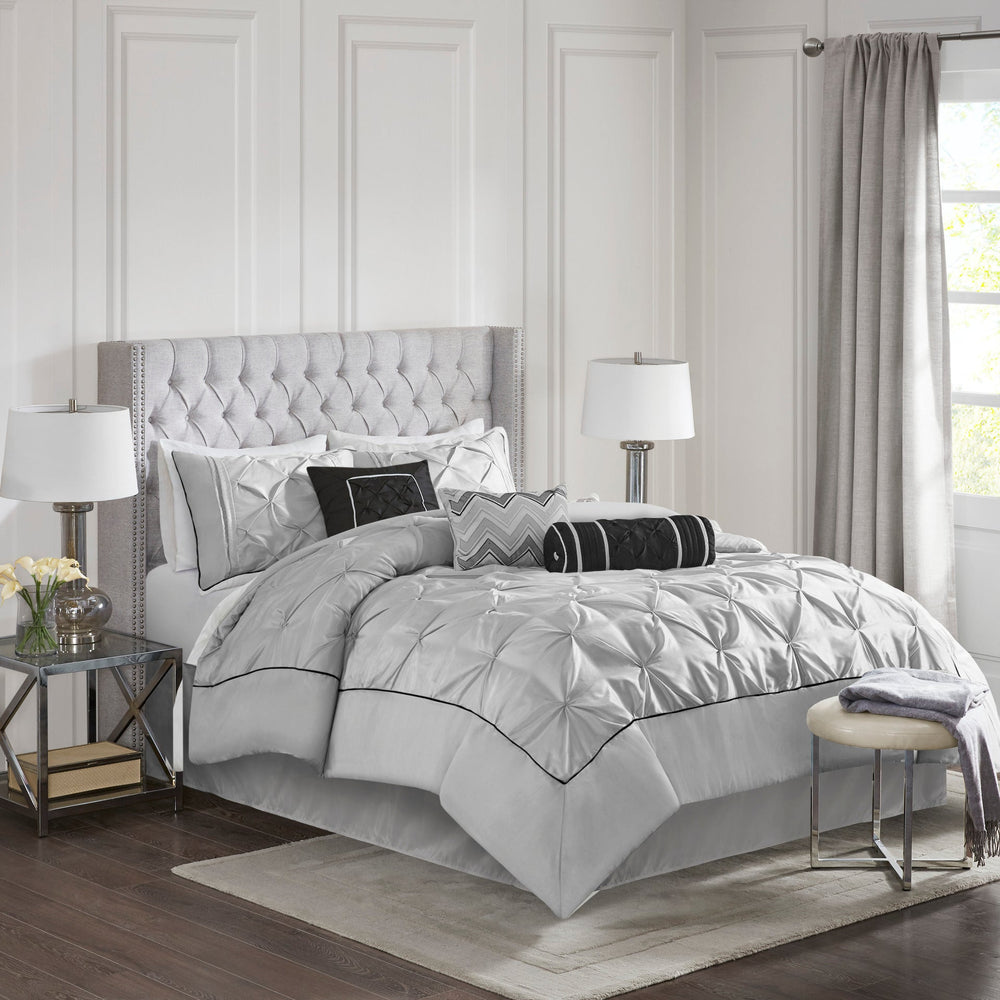 7-Piece Queen 100% Polyester Pieced Pleated Tufted Comforter Set Media 10