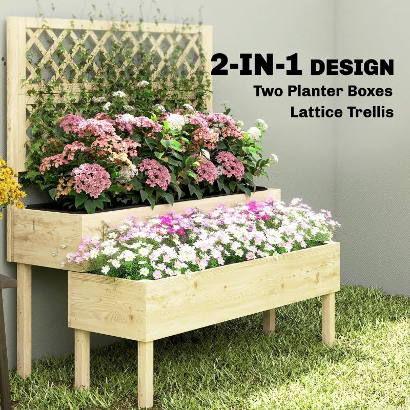 Patio Elevated Planter Box,Trellis Planter Box,Outdoor Raised Garden Bed Media 6
