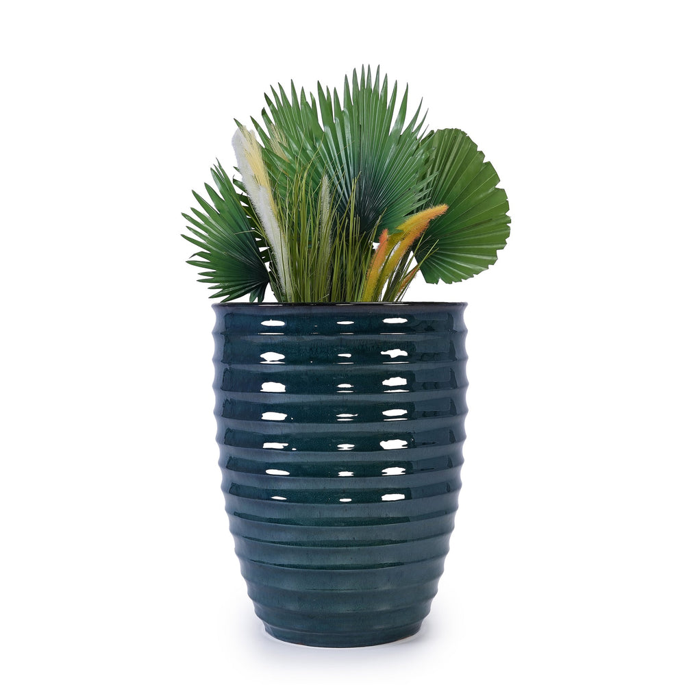Ceramic Flowerpot, Modern Planter for Patio, Garden, Windowsill - Army Green Media 5