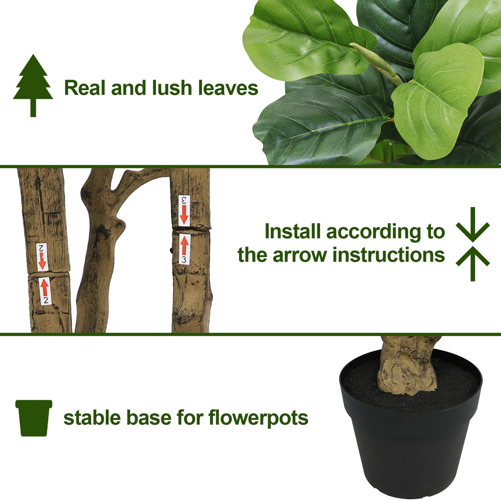 7FT Tall Artificial Banyan Tree Silk Plant – Large Faux Greenery with Natural Look Leaves for Indoor Outdoor Home Office Decoration, Potted Fake Tree, 1pc/set Media 5